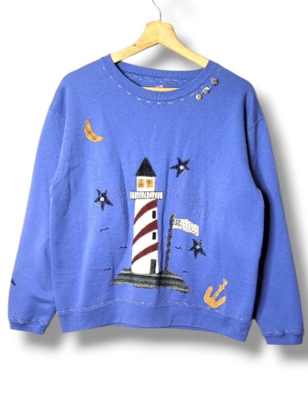 Nautical Lighthouse Sweatshirt American Flag Size M